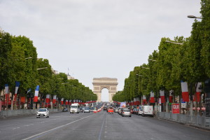 Champs Elysses the day before bastille day